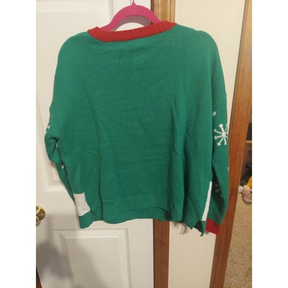 Blizzard Bay Men’s L Green Ugly Christmas Cool Snowman Sunglasses Sweater - Picture 5 of 7